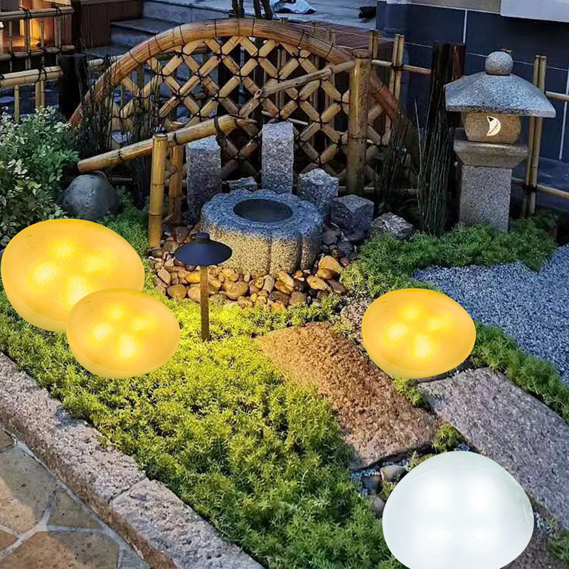 Solar-powered luminous stone pebble lights, simulated seven-color stone lights, outdoor park lawn lights, ambient lights, landscape lights details Picture