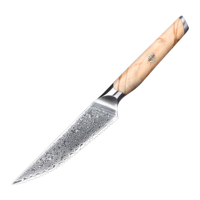 Damascus steak knife, a high-end stainless steel professional-grade kitchen knife, is sharp and durable. It is a chef's steak knife Item Picture