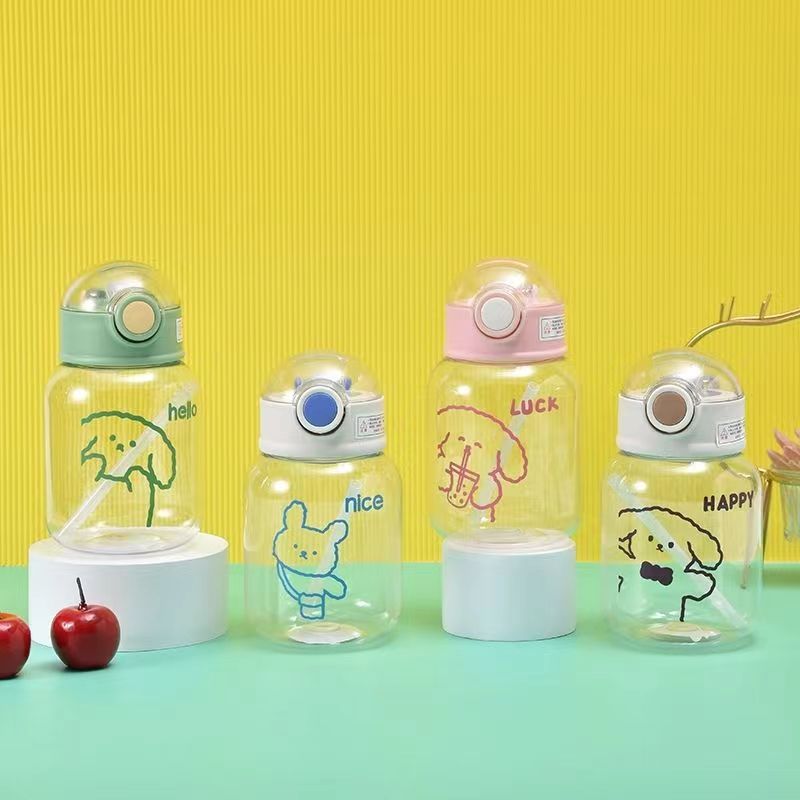 Summer plastic cups, children's straw cups, ins style, portable plastic cups for students, the same style as female Internet celebrities, large capacity Specification drawing