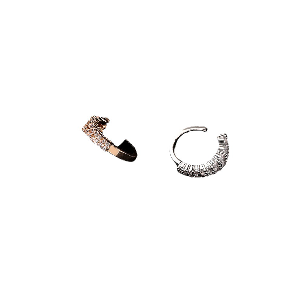 Korean unique U-shaped ear clips for women, high-end earrings without ear piercings, double-layer copper inlaid zircon ear bone clip jewelry earrings Item Picture