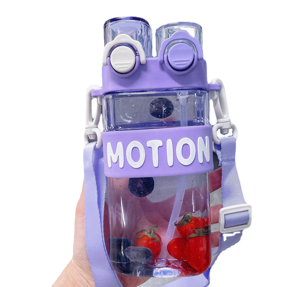 Internet-famous punk double-drinking cup, square cup, high appearance level, space cup, student and children's cup manufacturer wholesale, sports portable water bottle Item Picture