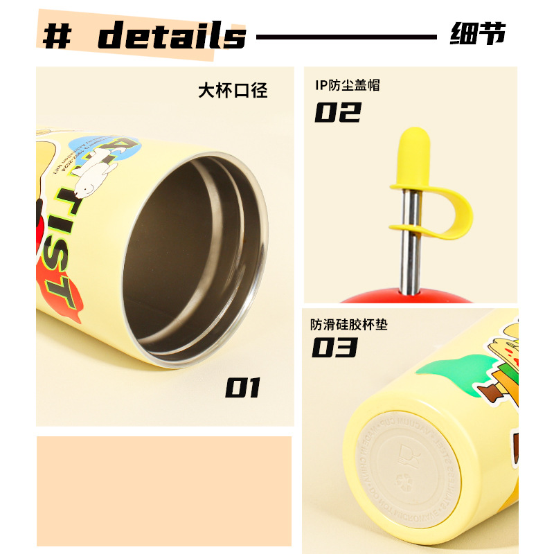 Crayon Shin-chan insulated cup, officially authorized cartoon doll desktop straw cup, high appearance level, large capacity, popular Internet celebrity water cup Application Scenario