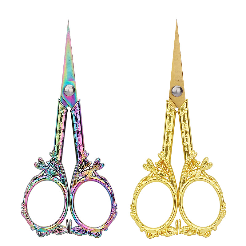 Zinc alloy small scissors, exquisite small office stainless steel household hand thread scissors, pointed embroidery tea scissors Item Picture