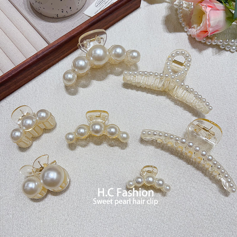 Pearl hair clip, back of the head hair accessory, casual headwear, Korean style, internet-famous fairy shark size clip Specification drawing