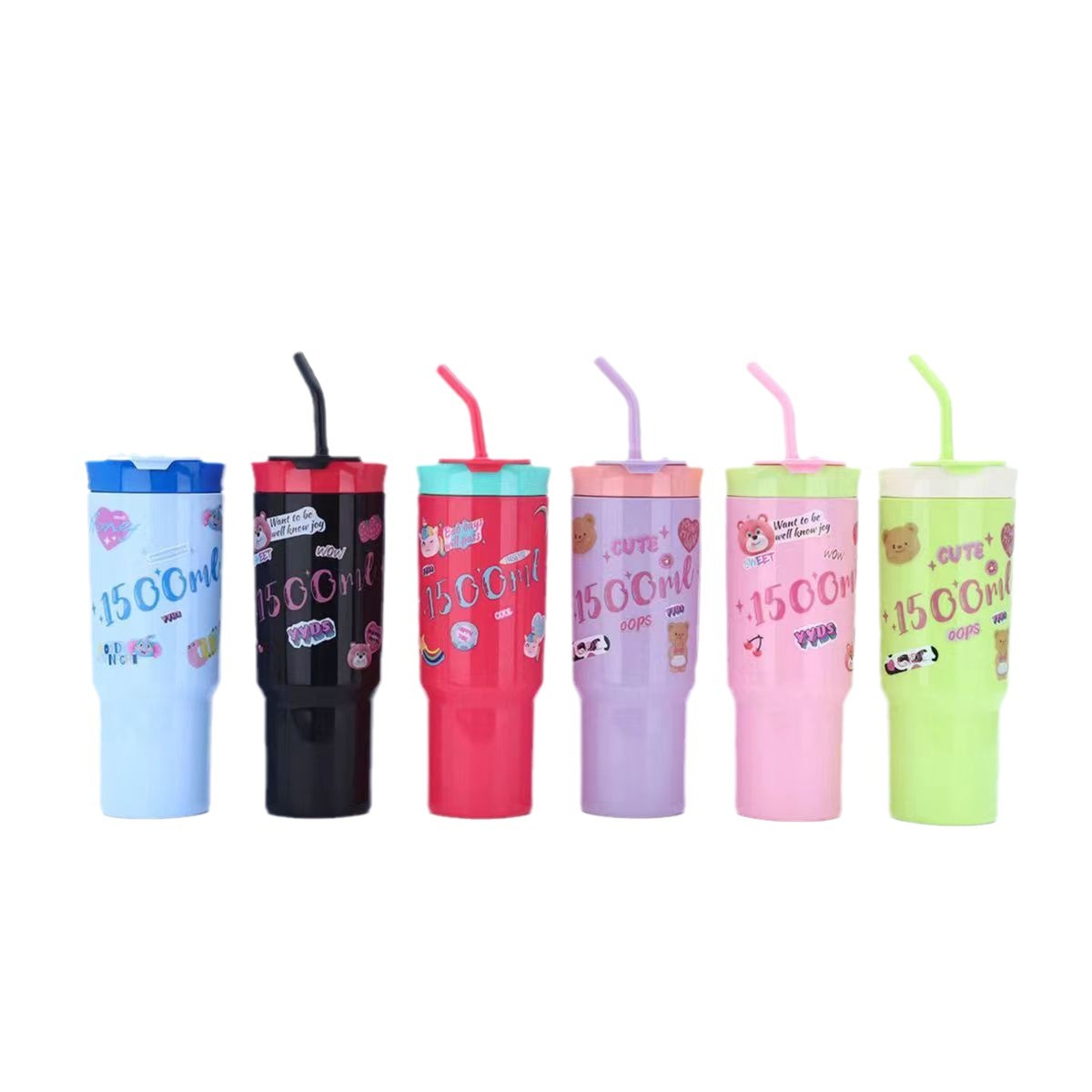 Cross-border 40oz car cup, large-capacity plastic cup, three-piece set with handle, straw, sports water bottle, portable ice cup Item Picture