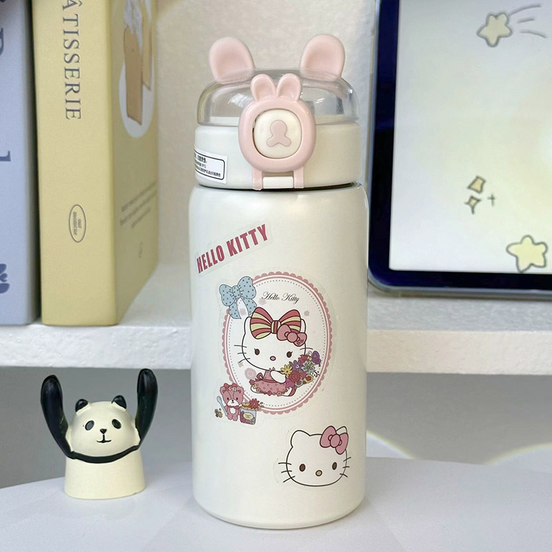 kt Cat insulated cup, portable straw water cup, cute animal stickers, Ins-style children's direct drinking cup for school Application Scenario