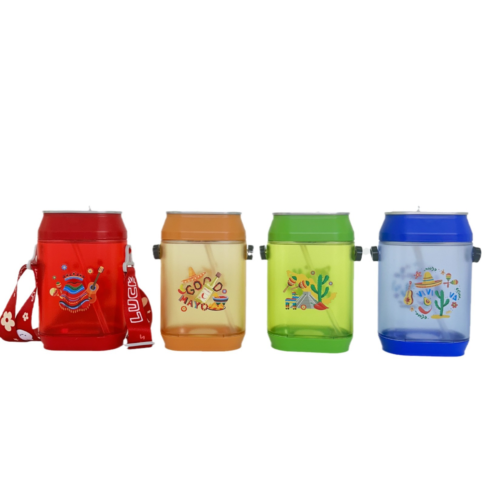 Creative flat pot, South American export Amazon beverage cup, portable outdoor student and children's backpack straw gift cup Item Picture