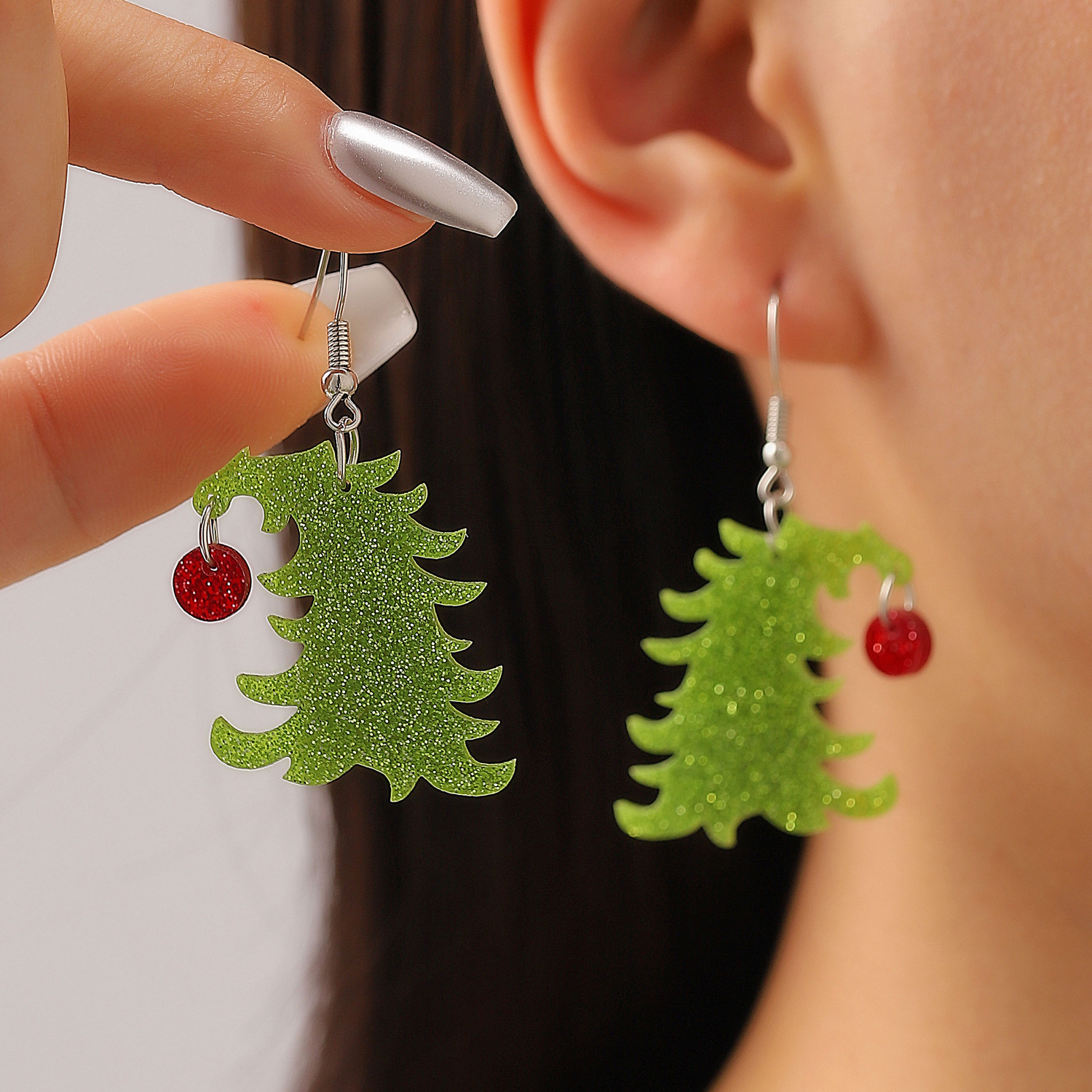 European and American Santa Claus Christmas tree acrylic earrings, women's cross-border Christmas exaggerated festival stud earrings and earrings accessories full figure