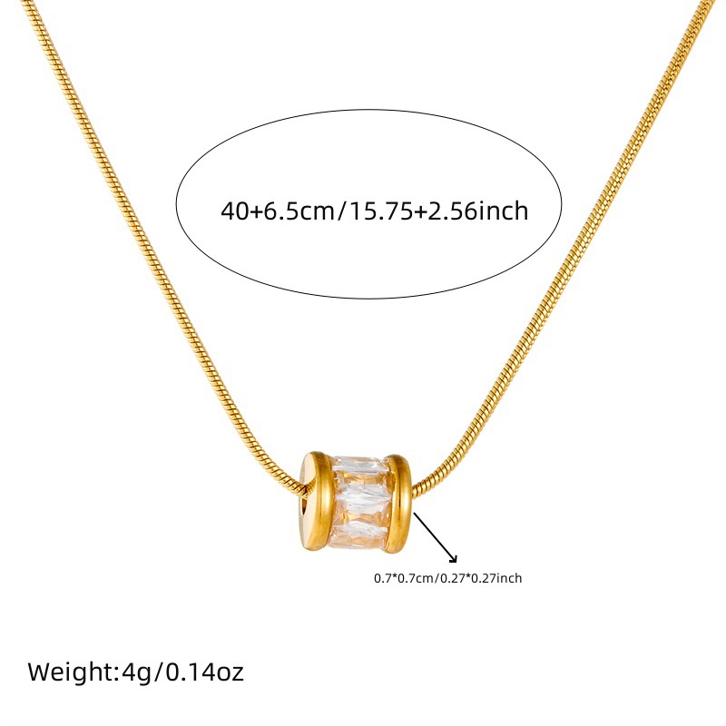 European and American fashion niche design diamond-encrusted cylindrical accessory chain stainless steel jewelry necklace Item Picture