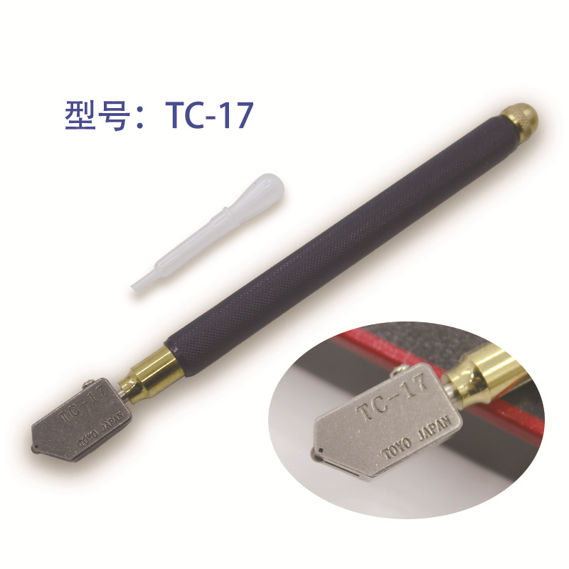 Cross-border bestseller TOYO glass knife set TC17 cutting head with 3 oil-injected wheeled hand knives Specification drawing