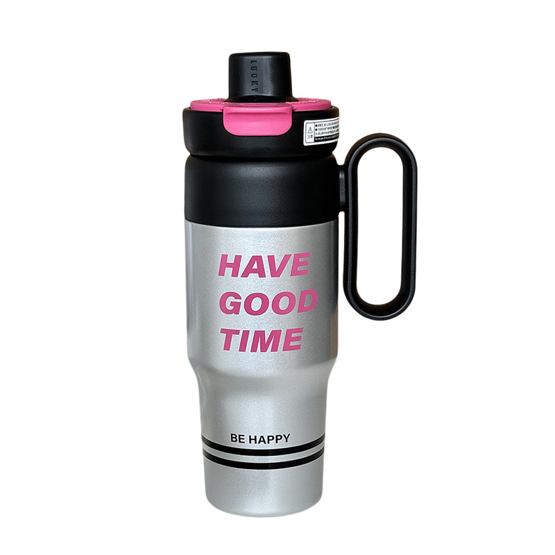Yongkang insulated cup, large-capacity office portable stainless steel water cup, high appearance level for girls, Ice King Double Drinking Straw cup Item Picture