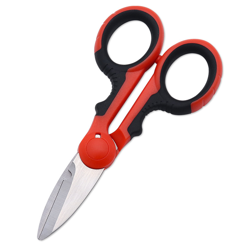 Wholesale red and black iron sheet scissors, stainless steel electrical scissors, household multi-purpose electrical wire scissors from the manufacturer details Picture