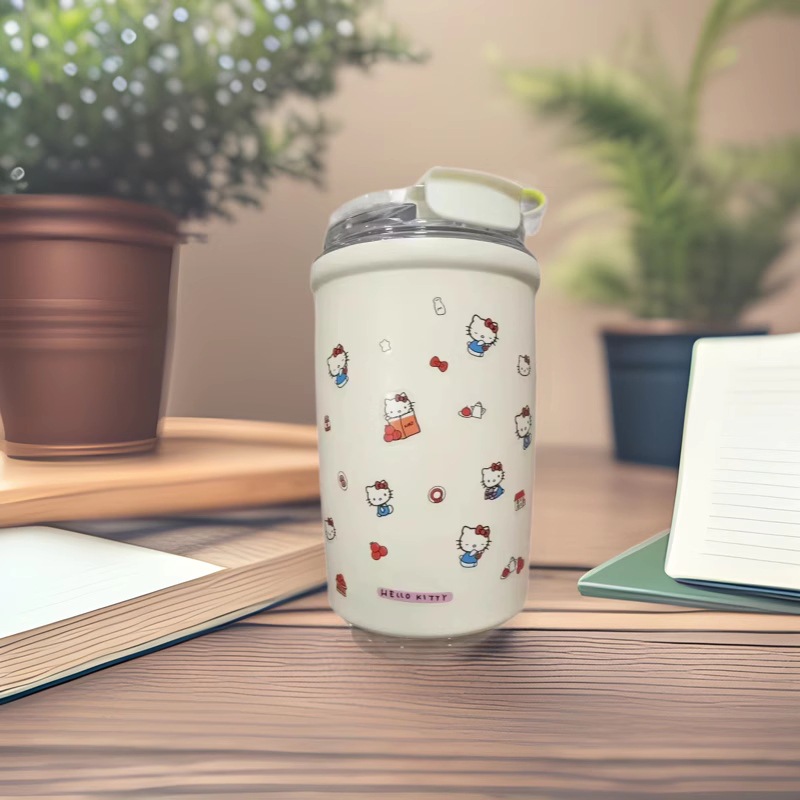 High appearance level cartoon water cup for girls, 316 stainless steel insulated cup, portable coffee cup, office men's and women's straw cup Application Scenario