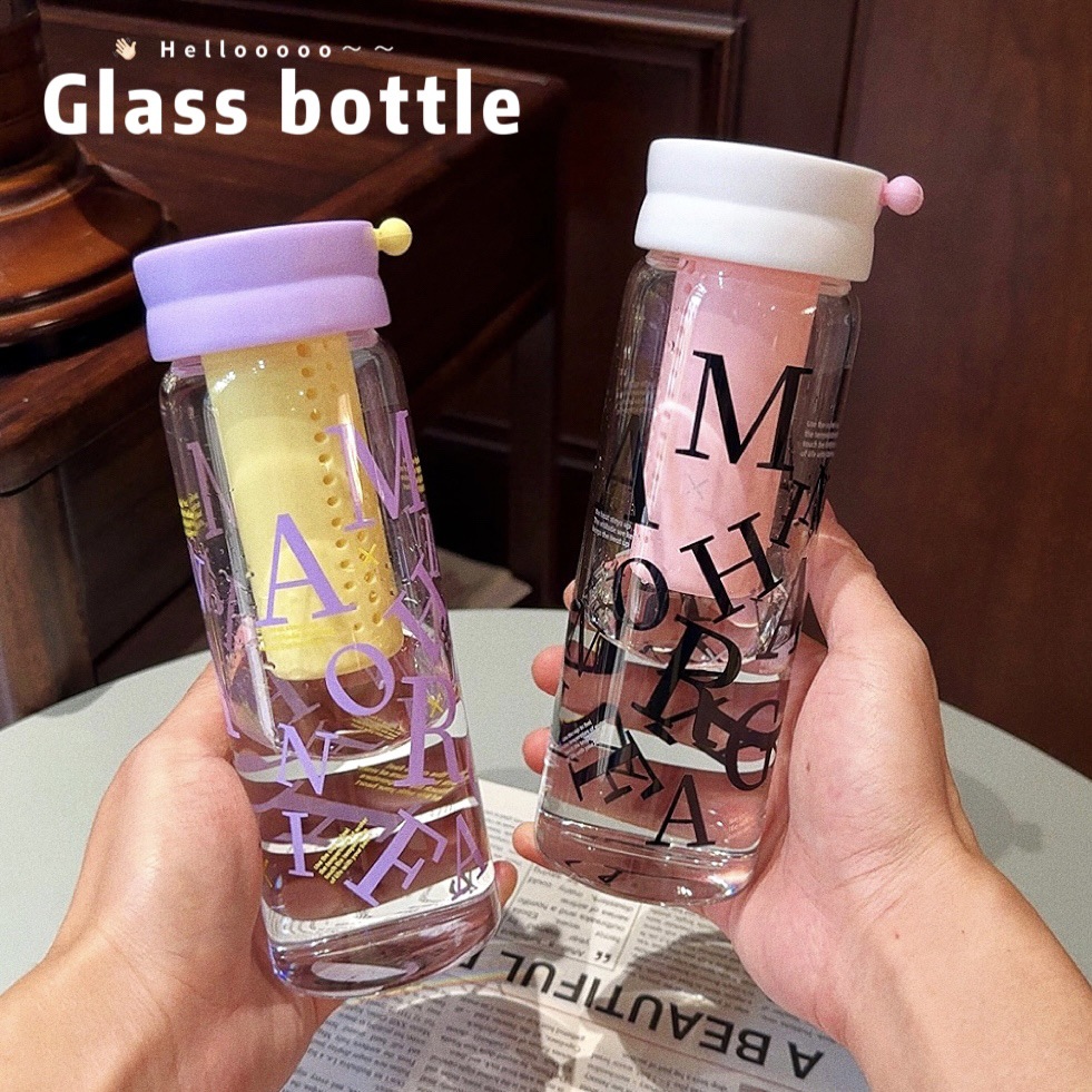Wholesale of 2025 new type glass cups for making tea, refreshing and direct drinking water cups for girls, portable, heat-resistant and high appearance level cups full figure