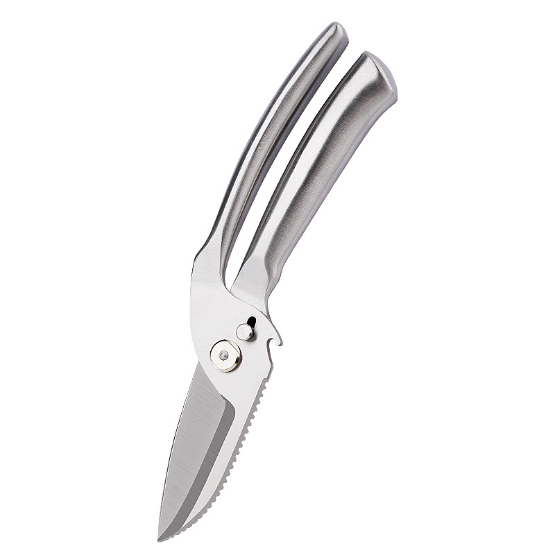Stainless steel strong chicken bone scissors, automatic rebound kitchen household scissors, all-steel food scissors, anti-slip and detachable Item Picture
