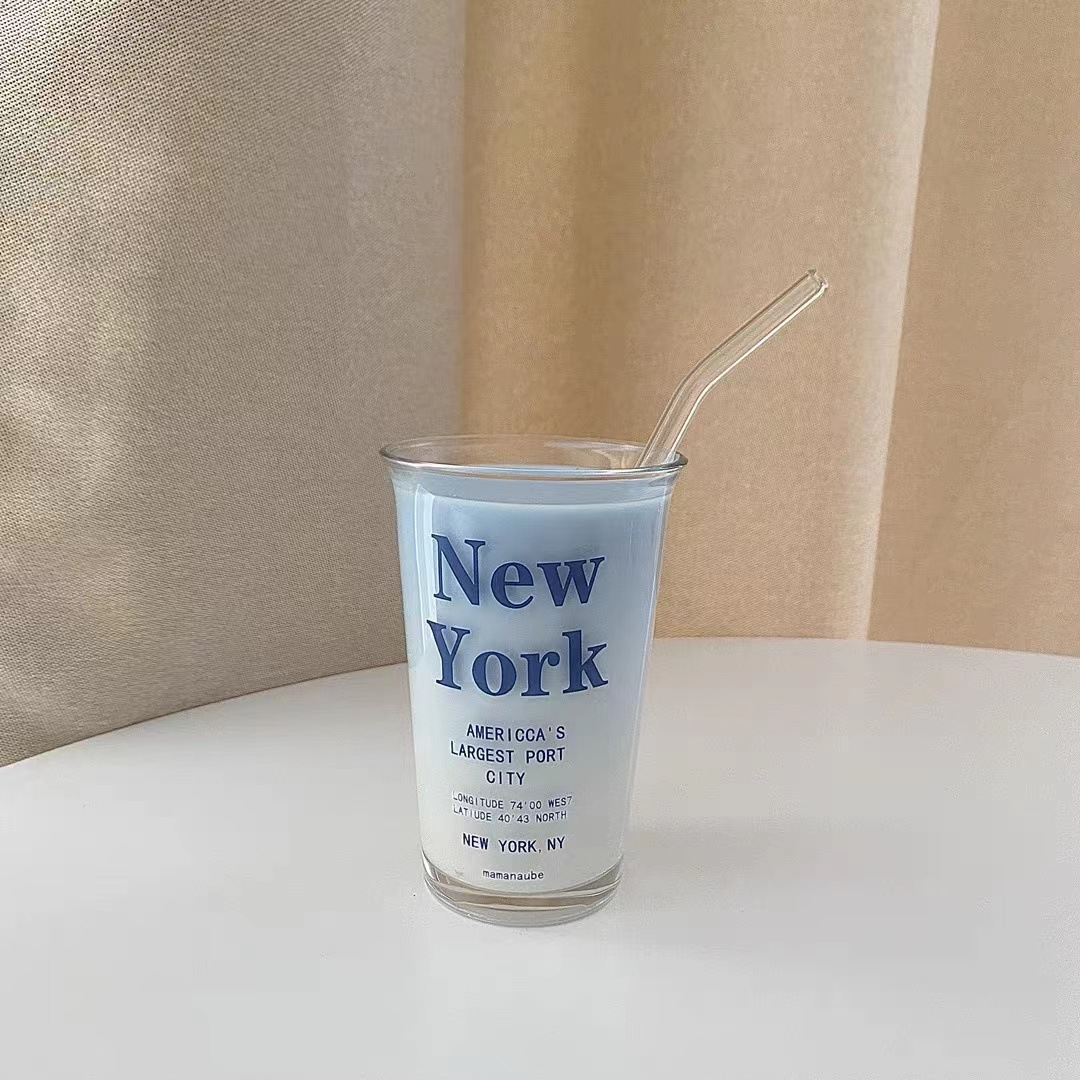 Ins-style French letter glass cups, internet-famous water cups, high school girls' appearance level, student breakfast cups, milk cups Application Scenario