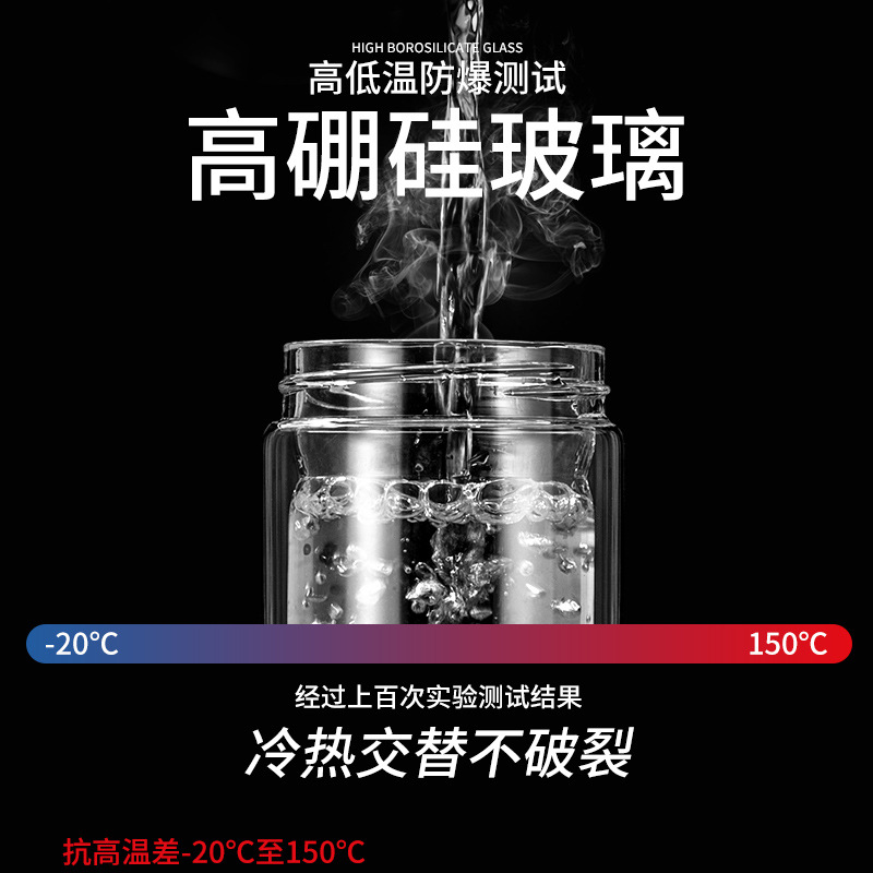 Smart tea-water separation brewing cup, double-layer glass cup, household anti-scald high borosilicate glass water cup, event gift Specification drawing