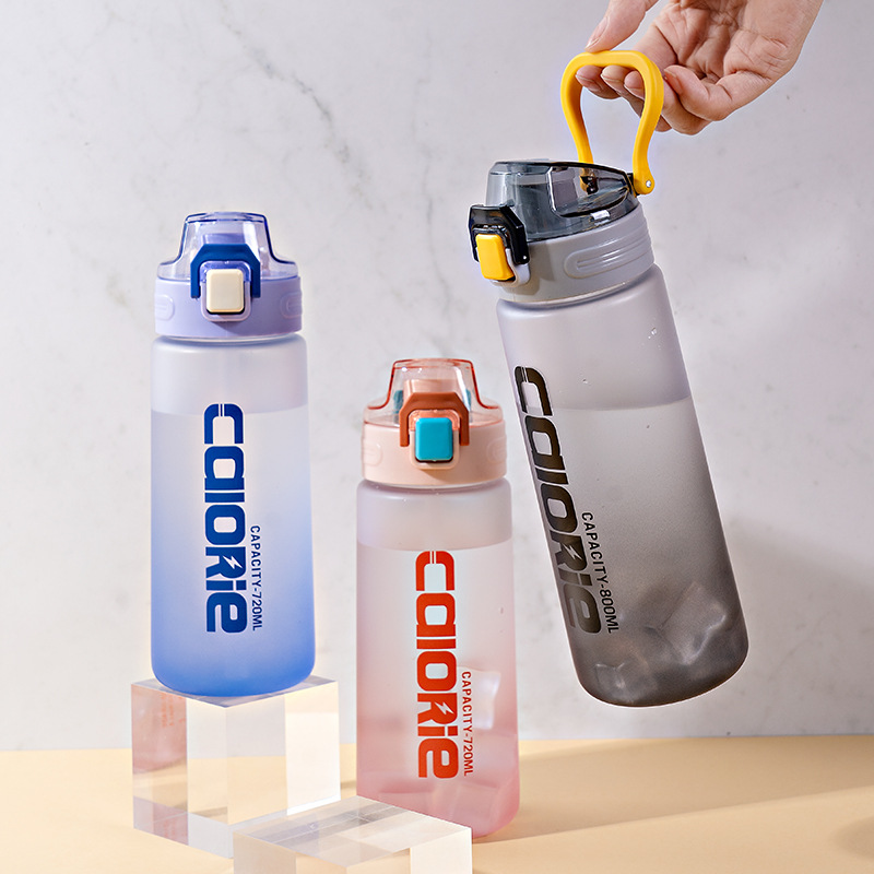 Large-capacity plastic water cup, double-drinking straw cup for male and female students, with scale, outdoor portable sports and fitness water bottle details Picture