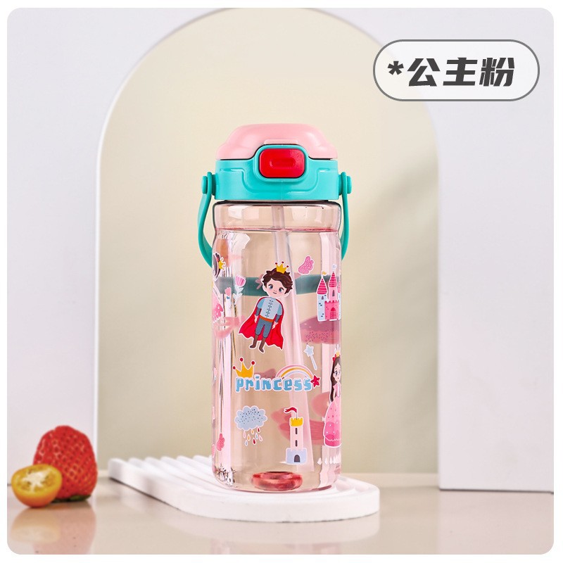 2024 in-stock cross-border portable cartoon trendy water cups, portable outdoor student and children's straw cups, plastic water bottles details Picture