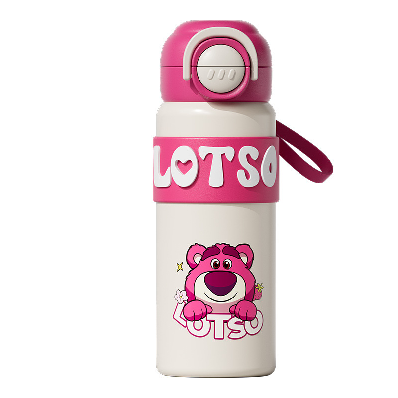 New children's 316 stainless steel double-drinking insulated cup, Aisha cute straw cup, cartoon strawberry bear gift water cup Item Picture