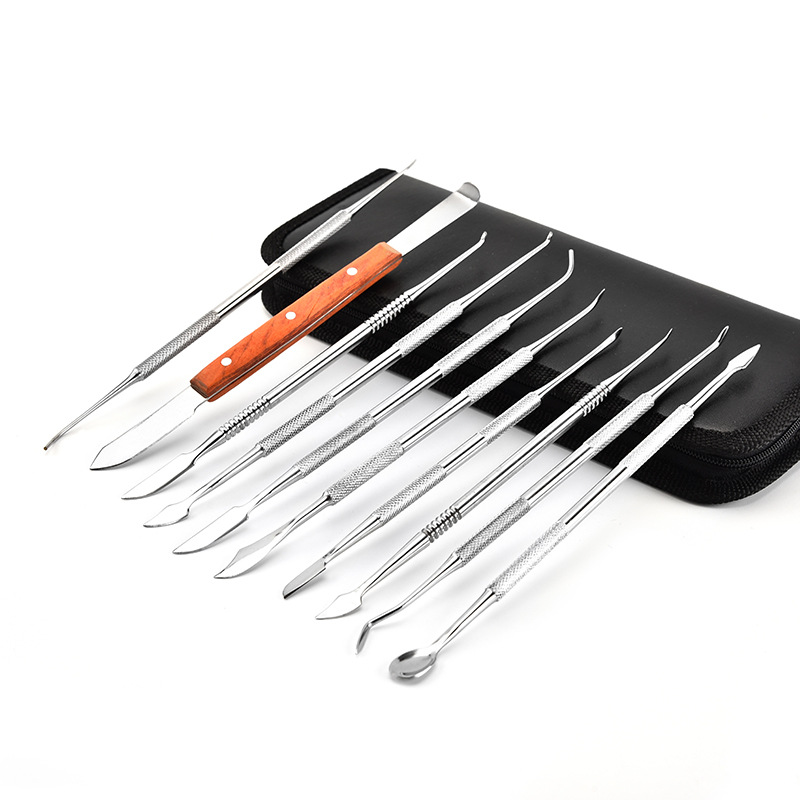 Yangjiang manufacturer's clay sculpture knife set, engraving tools, stainless steel 10-piece set, wax mold, clay mold, wax knife set details Picture