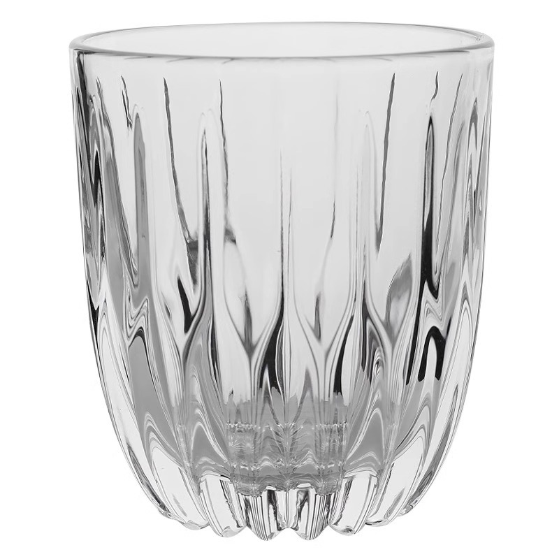 Simple striped cup, thickened heat-resistant glass water cup, iced coffee cup, American latte cup, whisky glass, juice cup Item Picture
