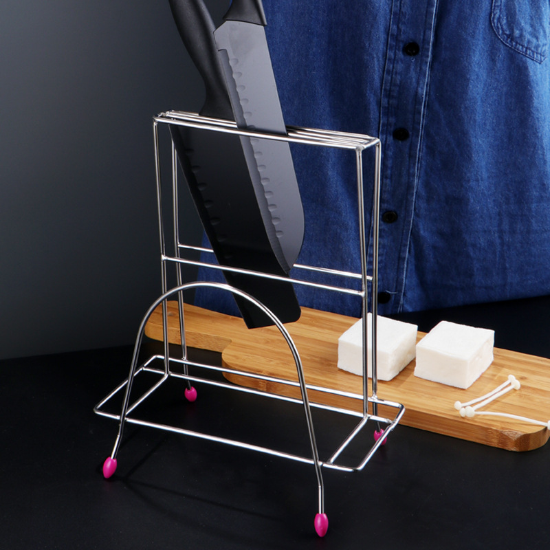 Solid stainless steel knife rack, chopping board rack, knife storage rack, cutting board rack, kitchen knife rack, kitchen knife rack details Picture
