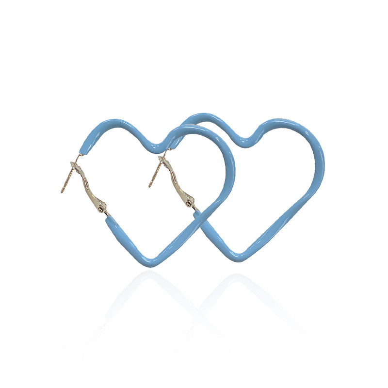 Fresh and cute Morandi heart cream large ear rings with silver needles for women, sweet and lovely Korean spring and summer colorful earrings Item Picture