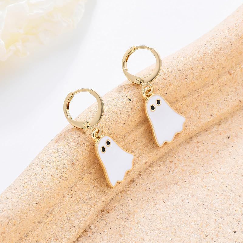 Wholesale of new cross-border best-selling ear studs, cute ghost alloy pendant earrings, and women's earrings for festivals and parties from Europe and America Specification drawing