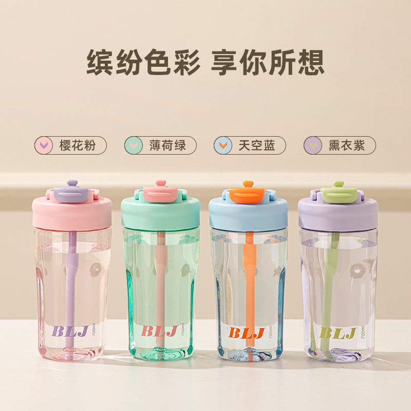 Xiaohongshu's same style coffee plastic cup, transparent with high appearance level, straw cup, large capacity, double-drinking, portable cup with logo full figure