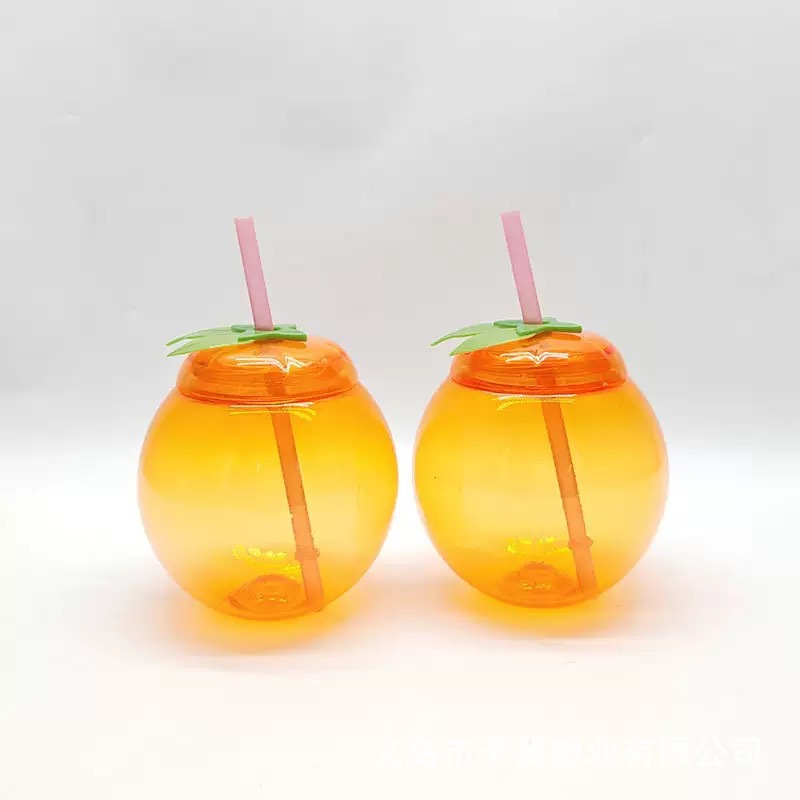 Wholesale milk tea drink cups, PET plastic straw cups, strawberry, pineapple and watermelon fruit-shaped straw cups from the manufacturer Specification drawing