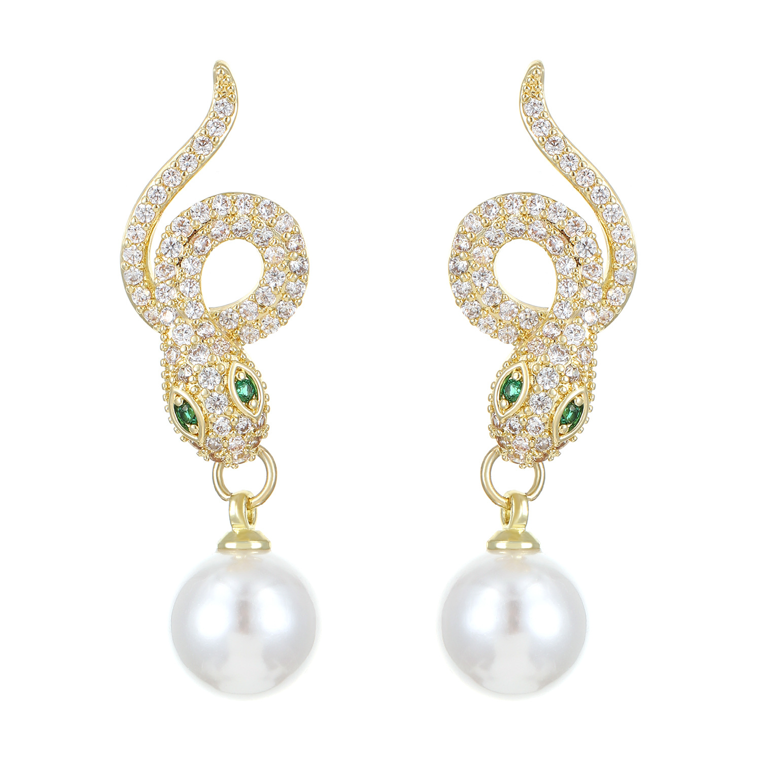 For women born in the Year of the Snake in 2025, this autumn and winter is a unique design with copper inlaid zircon snake-shaped earrings, which are versatile earrings Item Picture