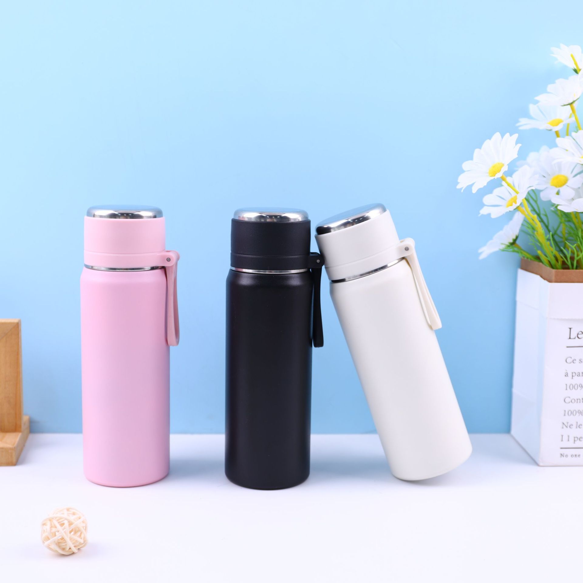 A new 316 stainless steel insulated cup with a fresh and clean style, featuring a double-layer portable water cup for students, men and women, and scholars Specification drawing