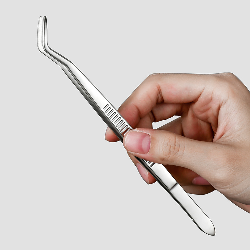 304 stainless steel tweezers, round head with teeth, dressing tweezers, thickened and hardened, length /14/16/18/20/25/30 cm Specification drawing