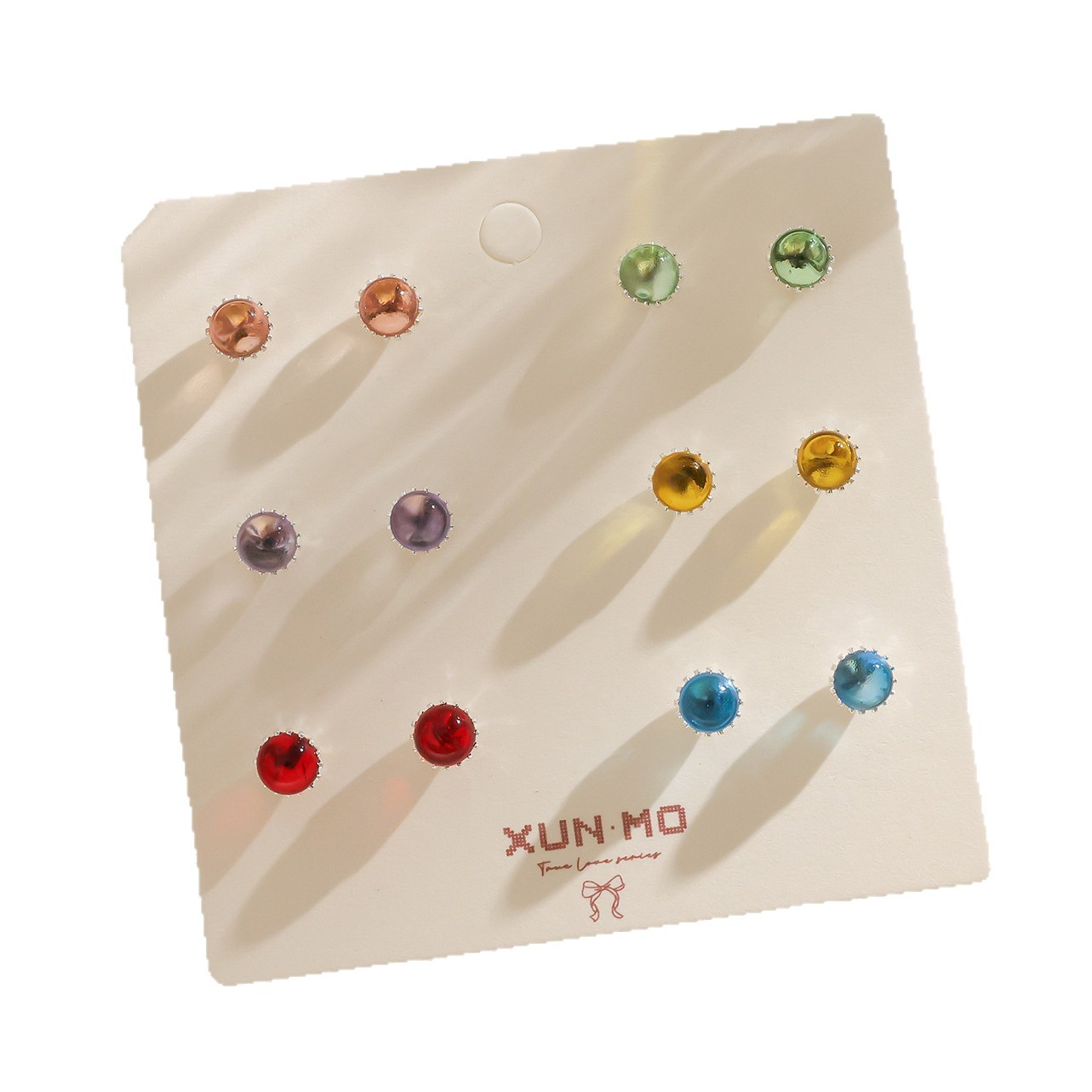 Sparkling clear and transparent glass stud earrings, colorful round ball stud earrings, women's silver needle earrings, small and simple daily earrings wholesale Item Picture
