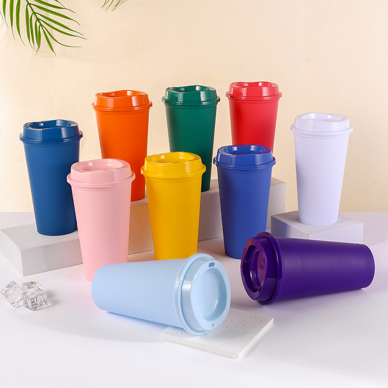 【 Processing and Customization 】 PP matte texture coffee cup, high appearance level, 16oz office drinking cup wholesale full figure