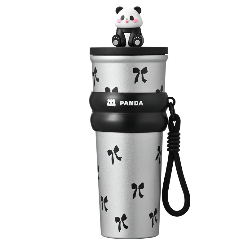 The new Panda insulated cup features a high appearance level, a large-capacity vehicle-mounted portable straw cup, and a stainless steel cold and heat preservation ice cup Item Picture