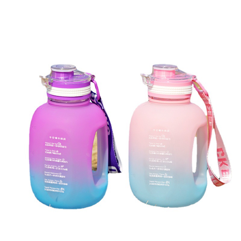 Factory direct supply of 1.2L large-capacity ton-ton barrels, frosted gradient plastic cups with scale markings, portable car-mounted handle cups Item Picture