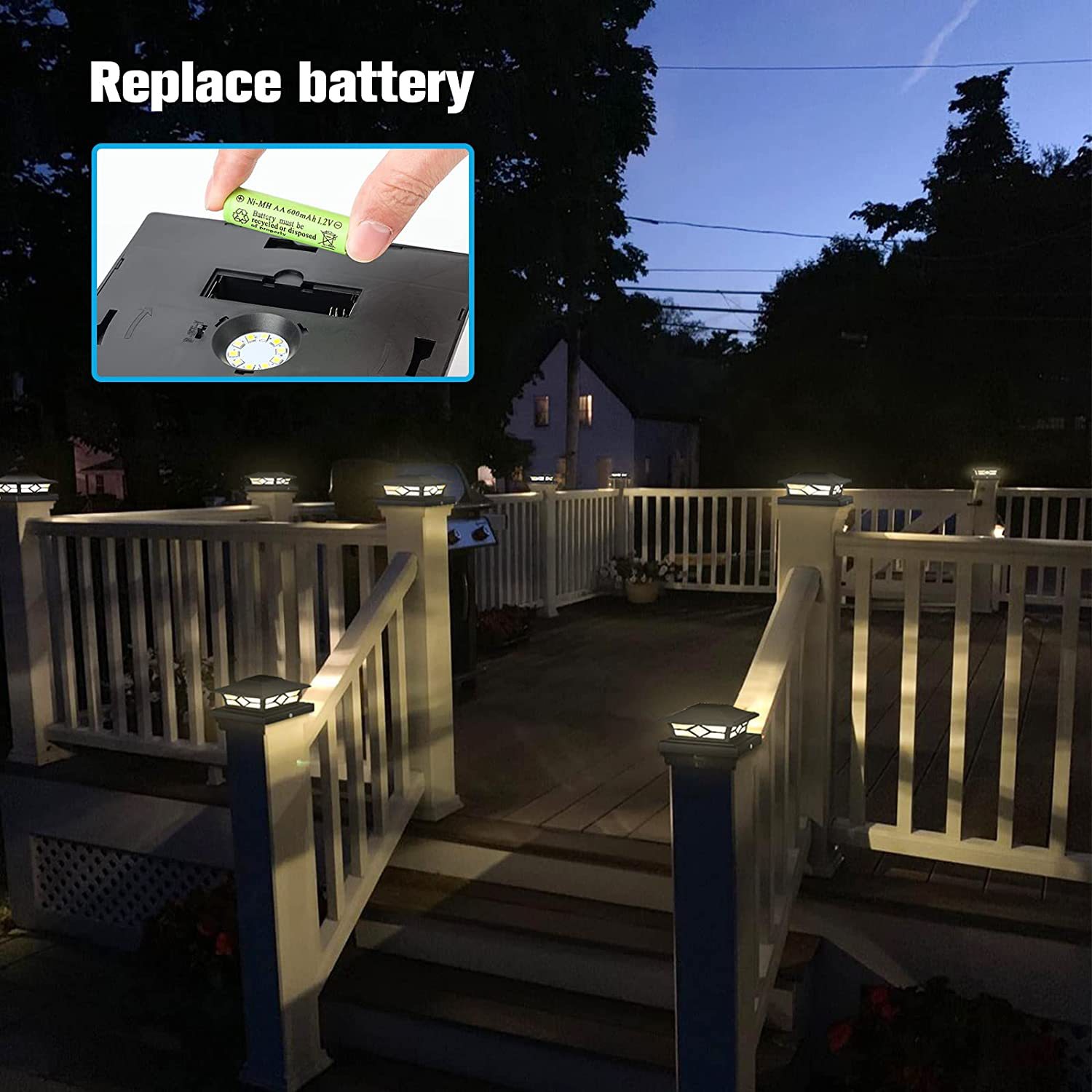 Amazon's best-selling cross-border solar column head light, led outdoor courtyard waterproof gate, villa column light, fence Application Scenario