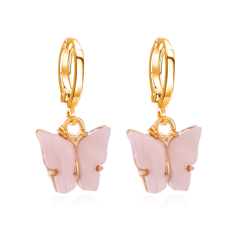 New Korean version earrings: Fashionable, colorful acrylic butterfly earrings and pendants, fresh, sweet and multi-colored ear buckles and earrings Item Picture
