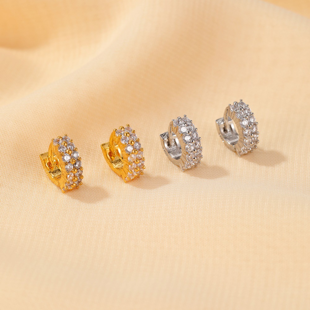 Cross-border best-selling earrings: Cold style, retro circular, round, full diamond, gold-plated earrings. One-piece consignment details Picture