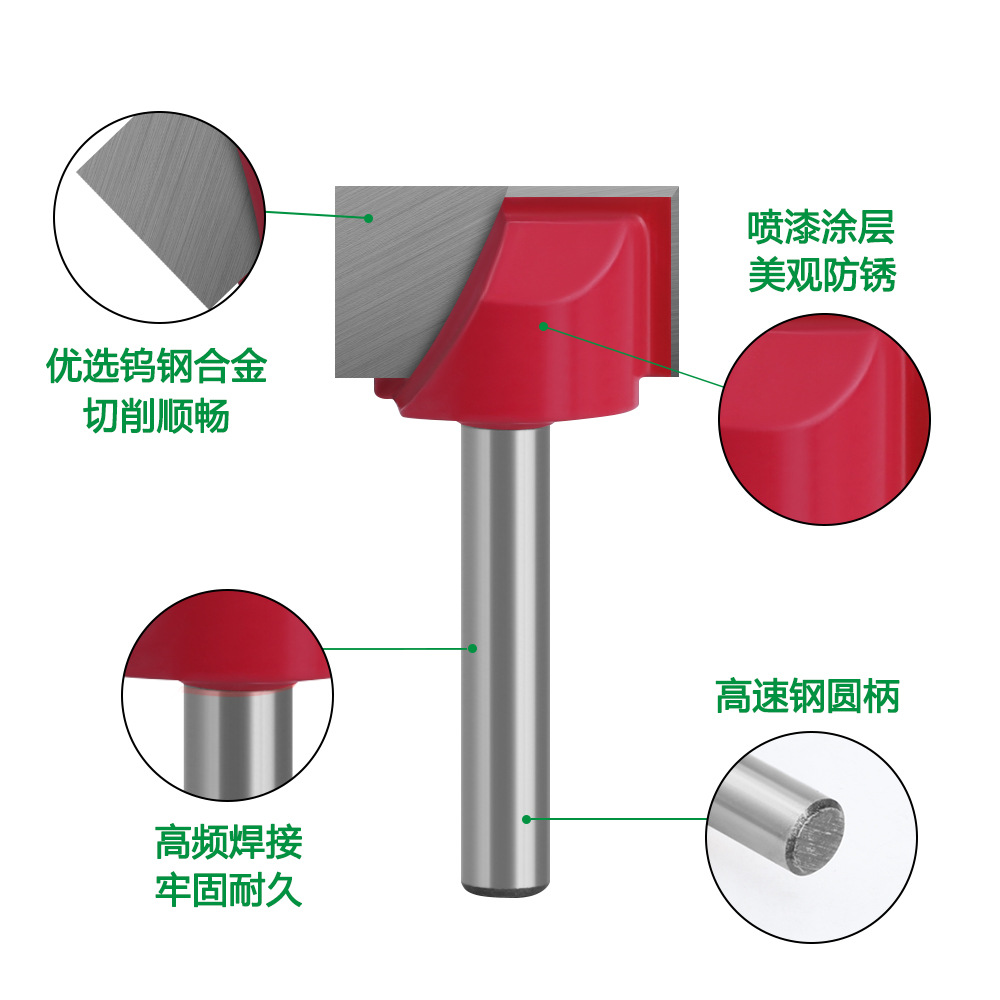 6 clear bottom knives, woodworking milling cutters, slotting tools, engraving machines, CNC tools, red flat-bottomed knives, tungsten steel alloy sheets details Picture