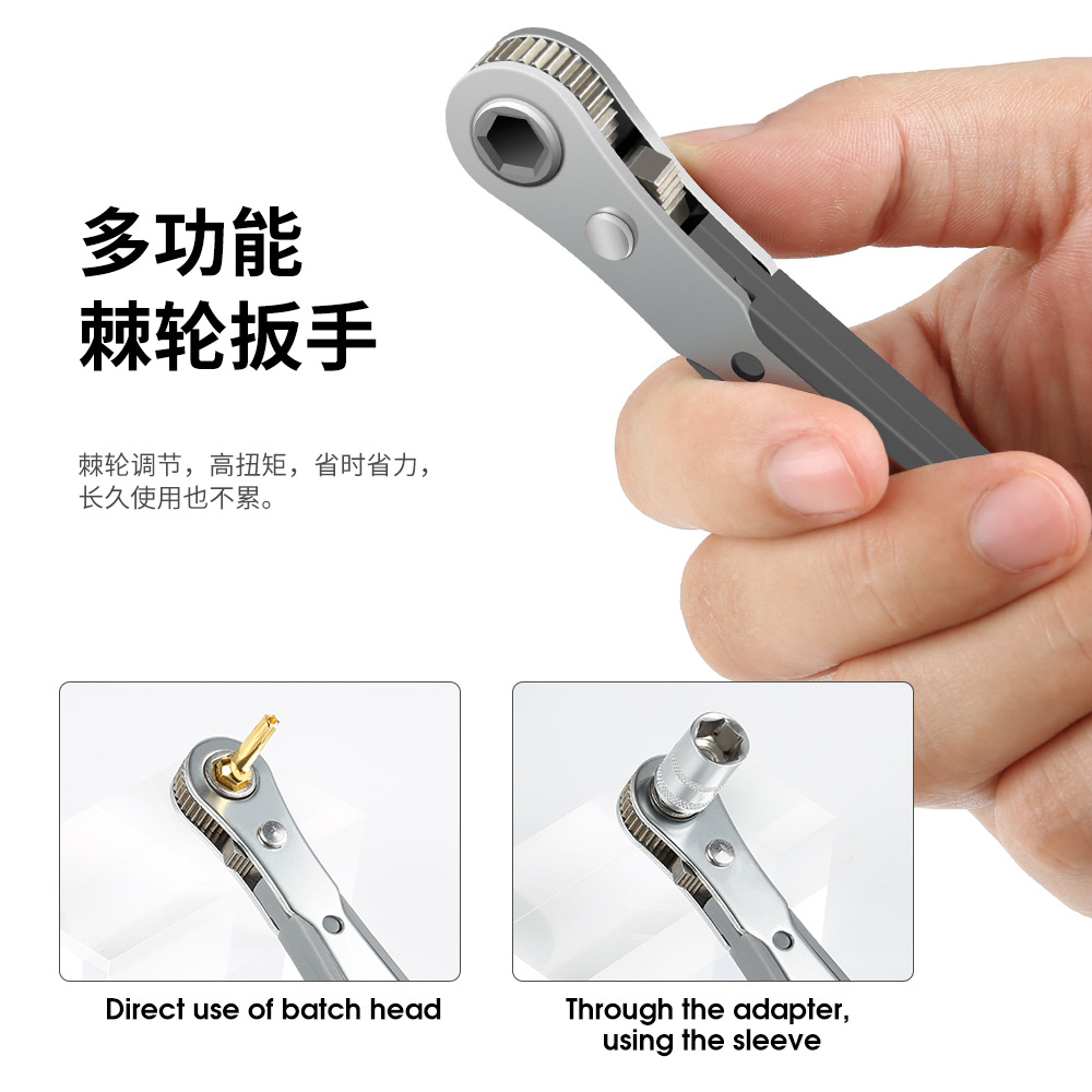 Bamboo roll type household screwdriver set of 33 pieces, multi-functional ratchet with socket, labor-saving screwdriver gift tool Item Picture