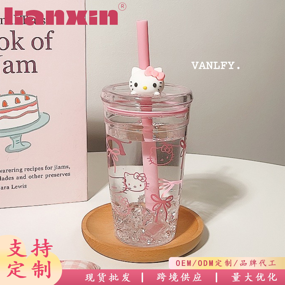 Summer Straw 2025 Student Water Cup High Appearance Level Office Girls Large Capacity Portable High-temperature Resistant New Cup full figure