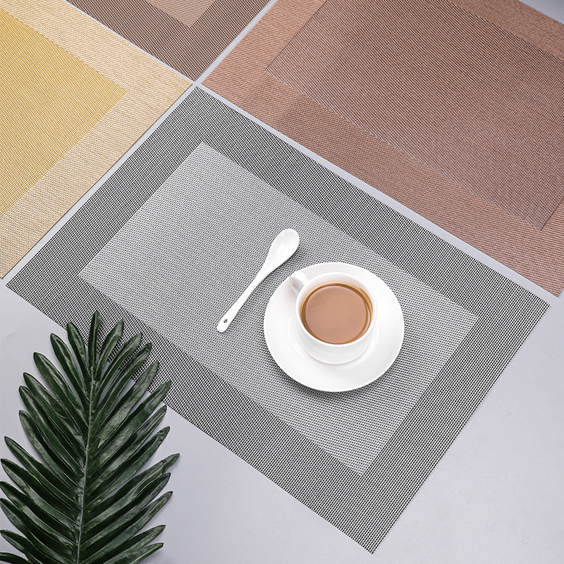 Eco-friendly PVC placemats, diagonal single and double frame Western placemats, European light luxury heat insulation MATS, table MATS and bowl MATS, quick-drying and easy to wash details Picture