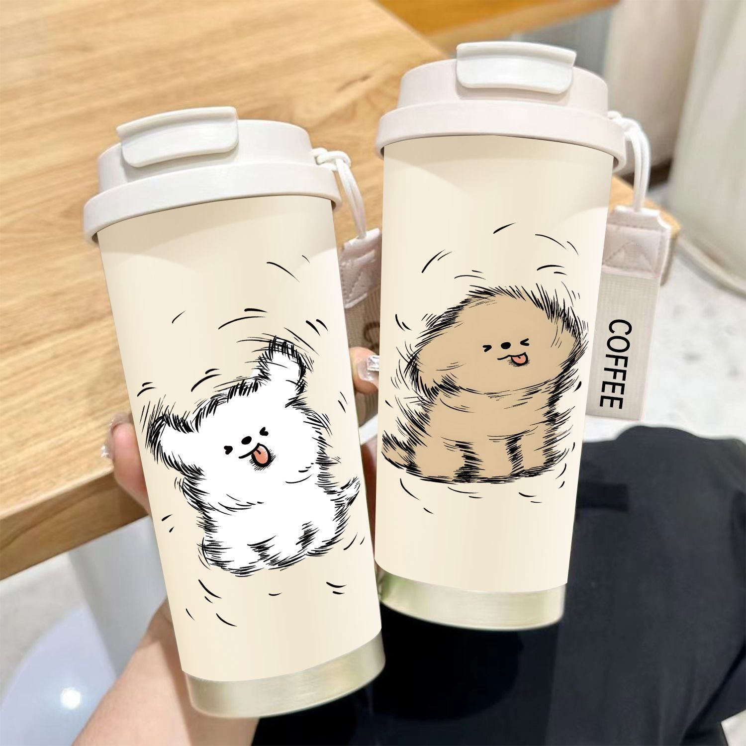 Large-capacity insulated cups, straws, simple double drinking cups, cold insulation cups, coffee cups, and heat preservation for male and female students Application Scenario