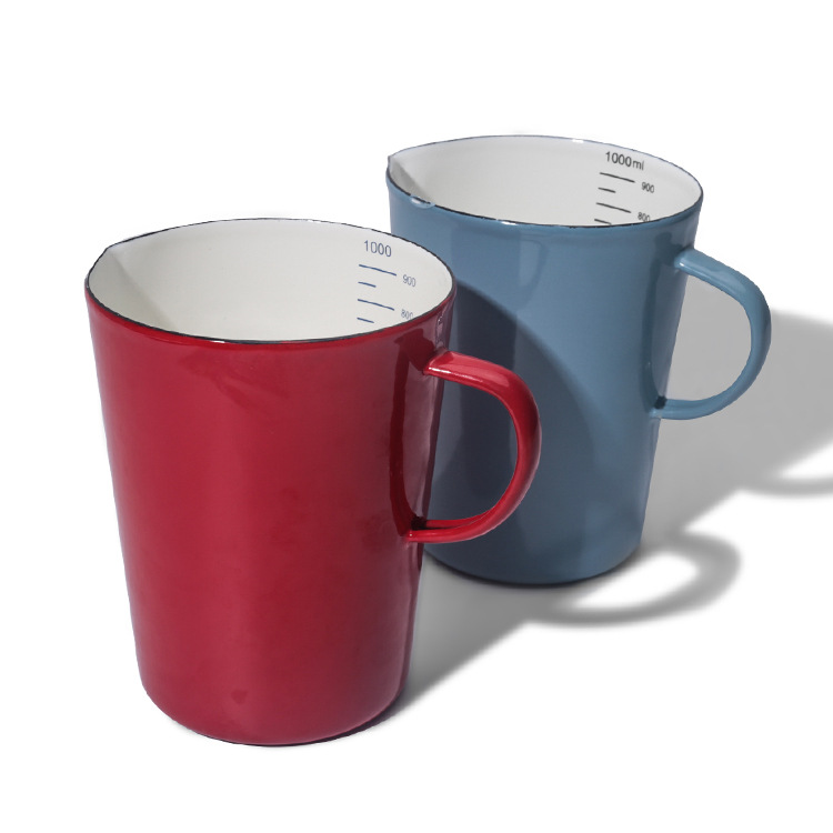 1000ml enamel measuring cup, enamel beaker, thickened enamel measuring cup with scale, enamel cup for export to Japan full figure