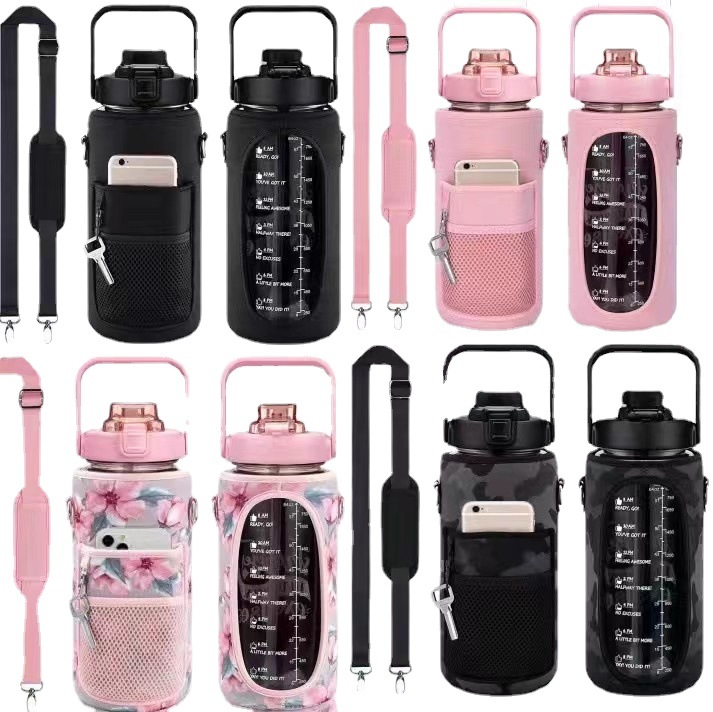 Amazon's best-selling space cup with SBR diving material, outdoor sports water bottle cup cover, hand-held shoulder strap and protective case full figure