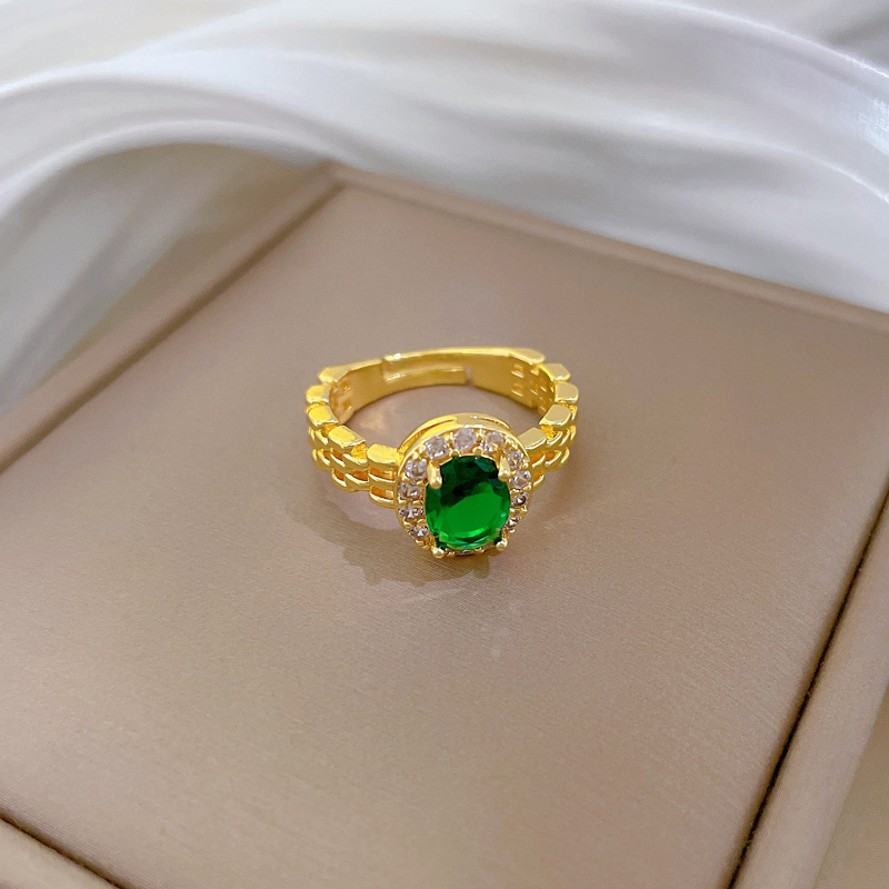 【 Real Gold 】 Watch bracelet, emerald ring, adjustable opening, simple jewelry, Japanese-style ring, couple rings Specification drawing