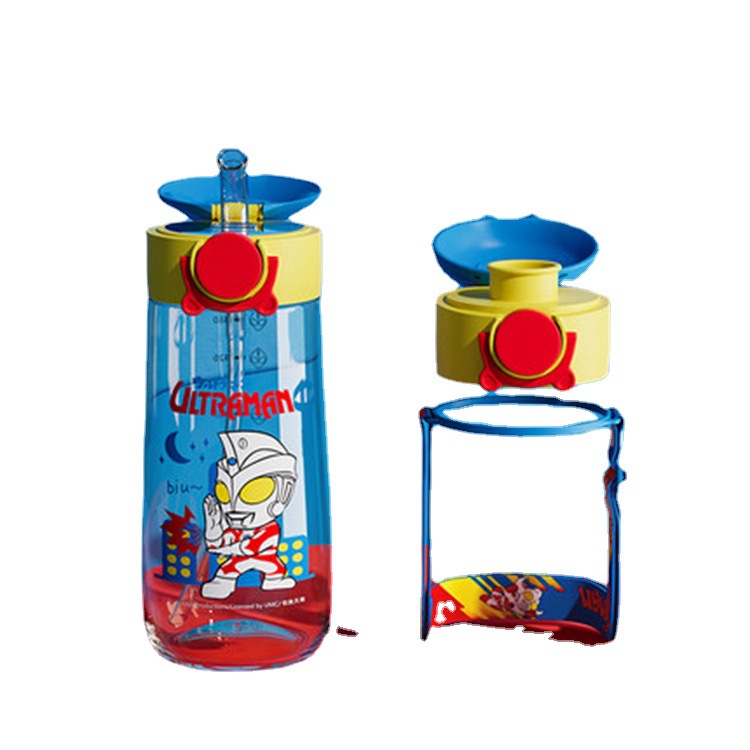 Ultraman children's water cup, ppsu material straw cup, portable for primary school and kindergarten students to go to school, summer direct drinking pot Item Picture